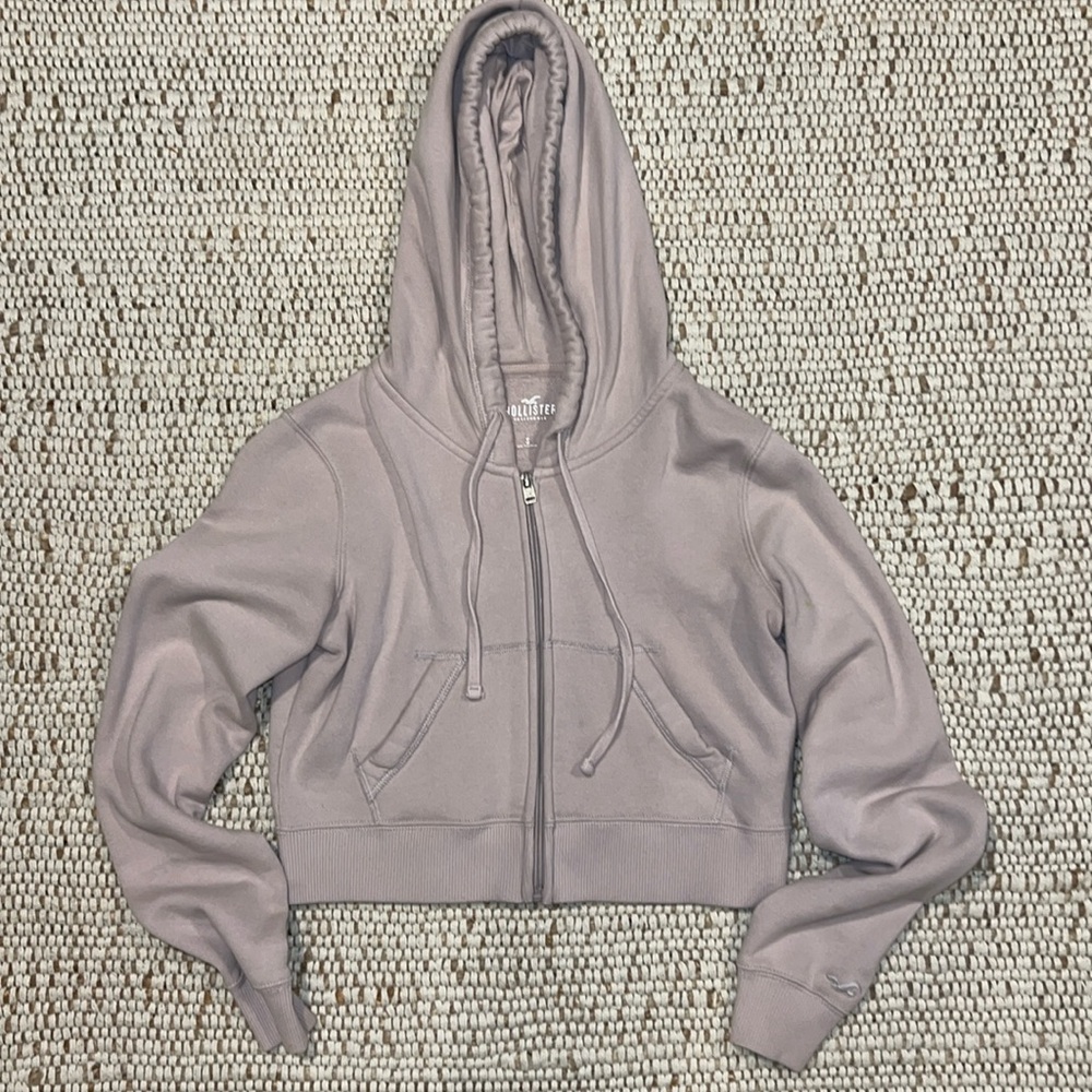 Hollister Full Zip Cropped Hoodie Lilac